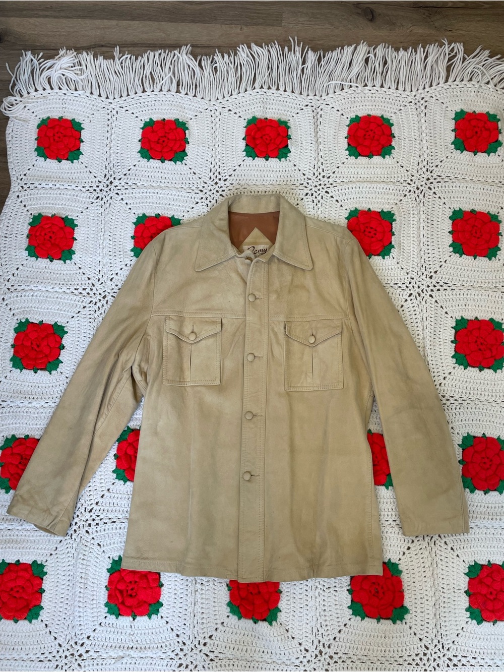 Vintage 70s 80s Remy Suede Leather Fashions Jacket Mens 42 Leather Button USA